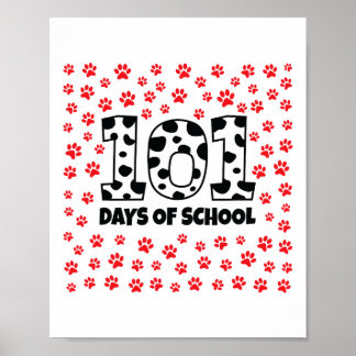 100 Days Of School Dalmatian Dog Boy Kid 100th Day Poster