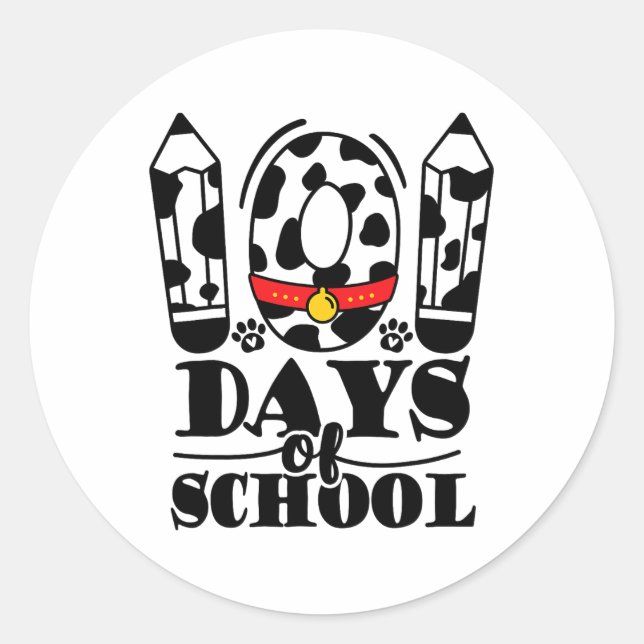 100 Days Of School Dalmatian Dog Boy Kid  Classic Round Sticker (Front)