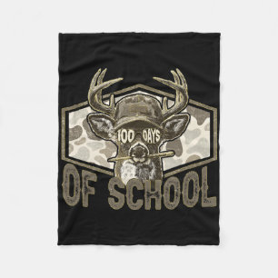 100 Days Of School Deer Hunting Camo Hunter Teache Fleece Blanket