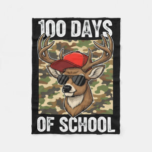 100 Days Of School Deer Hunting Kids Students Boys Fleece Blanket