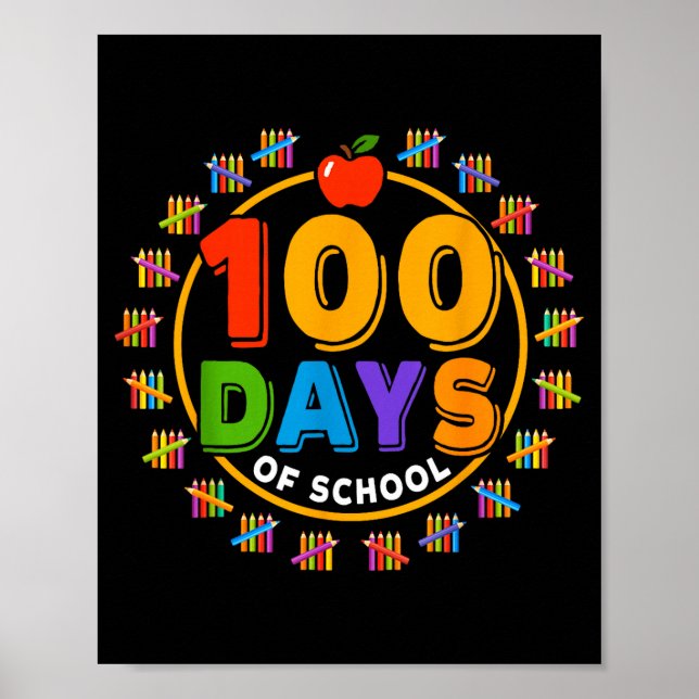 100 days of school design happy 100th day of poster (Front)