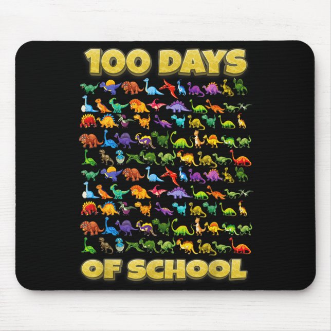 100 Days Of School Dinosaur 100 Days Smarter  Mouse Pad (Front)