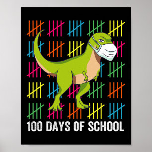 100 Days of School Dinosaur Mask Fun Teacher Boys Poster