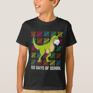 100 Days of School Dinosaur Mask Fun Teacher Boys T-Shirt