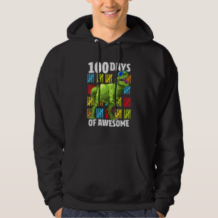 100 Days Of School Dinosaur Rex Dino Kids Boys 100 Hoodie