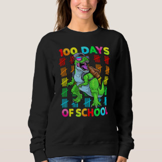 100 Days Of School Dinosaur Rex Dino Kids Boys 100 Sweatshirt