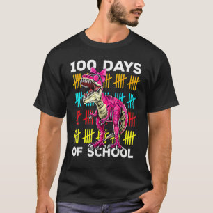 100 Days Of School Dinosaur Rex Dino Kids Boys 100 T-Shirt