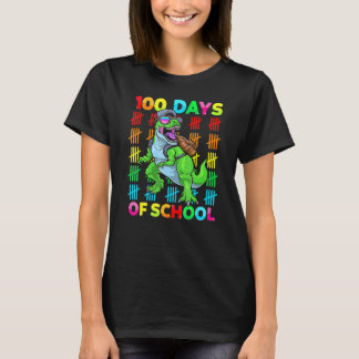 100 Days Of School Dinosaur Rex Dino Kids Boys 100 T-Shirt