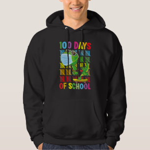 100 Days Of School Dinosaur T Rex Wearing Mask Sma Hoodie