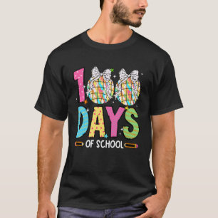 100 Days of School Disco Ball Coquette Bow Girl Ki T-Shirt