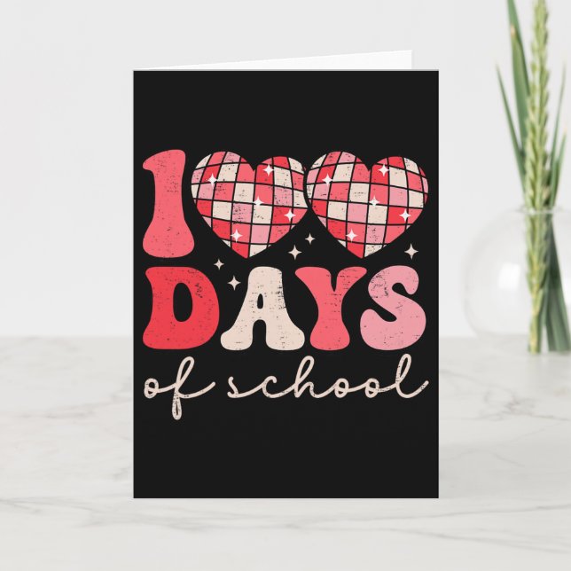 100 Days Of School Disco Ll Teacher Students Valen Card (Front)