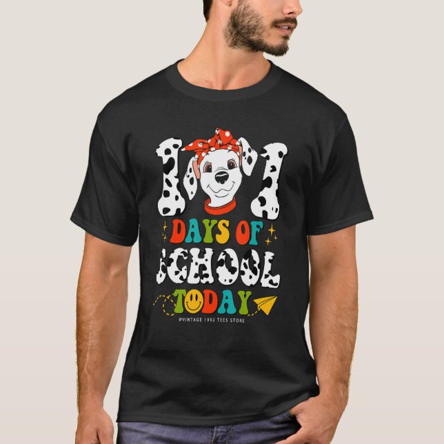 100 Days Of School Dog Boys Dalmatian Girls 100 Da T-Shirt (Front)