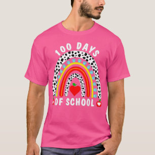 100 Days Of School Dog Lover Leopard Rainbow T-Shirt