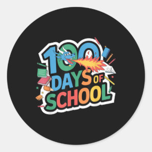 100 Days Of School Dragon Theme Kids Teacher Outfi Classic Round Sticker