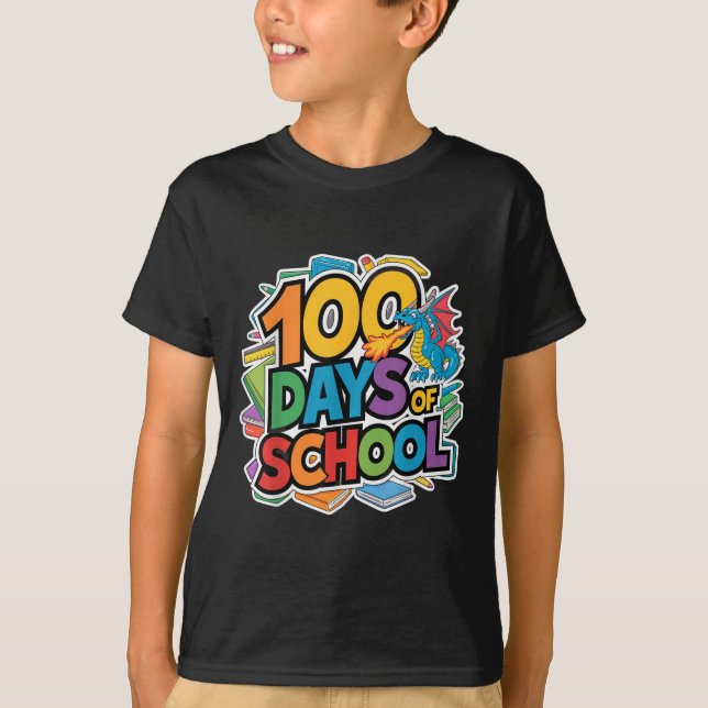 100 Days Of School Dragon Theme Kids Teacher Outfi T-Shirt (Front)