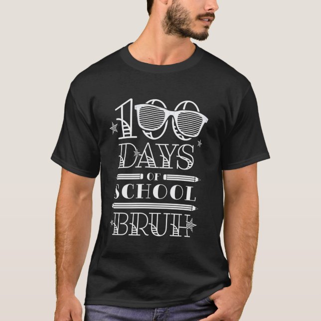 100 Days of School Elementary Student Teacher 100t T-Shirt (Front)