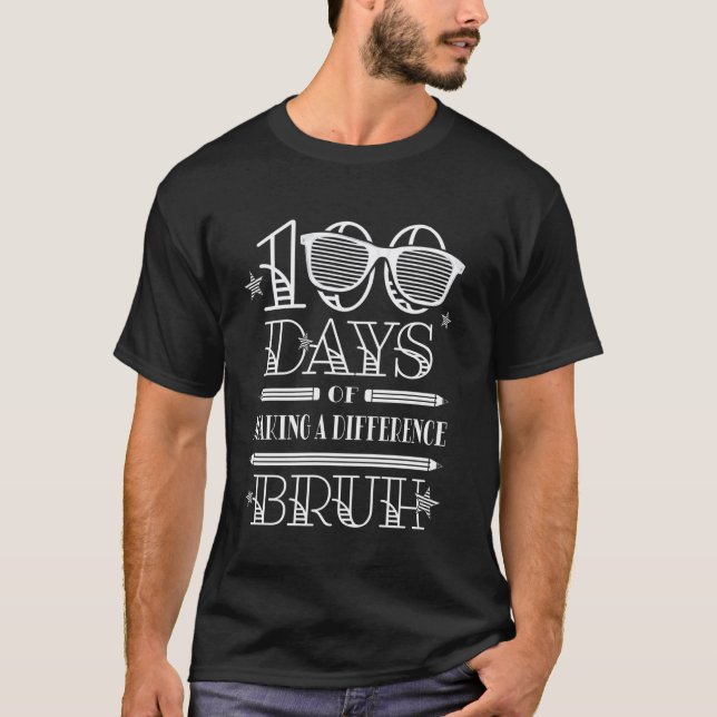 100 Days of School Elementary Student Teacher 100t T-Shirt (Front)