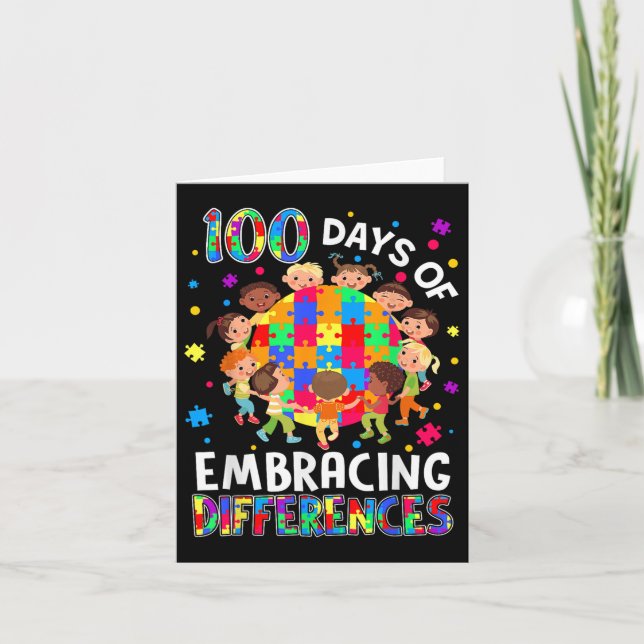 100 Days Of School Embracing Differences Autism Aw Card (Front)