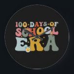 100 Days Of School Era Groovy Teacher Kids Large Clock<br><div class="desc">Retro 100th Day Of School Teacher Kid 100 Days Of School Era T-Shirt</div>