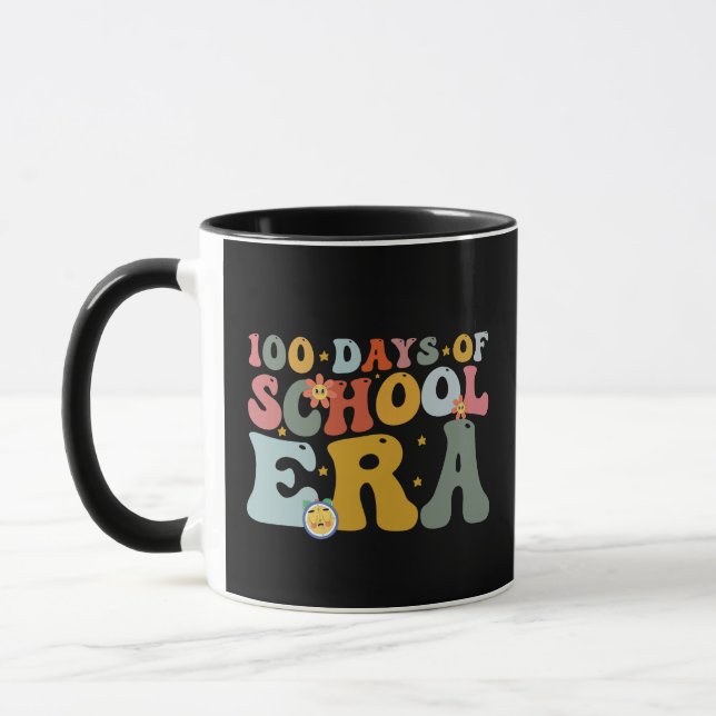  100 Days Of School Era Groovy Teacher Kids Mug (Left)