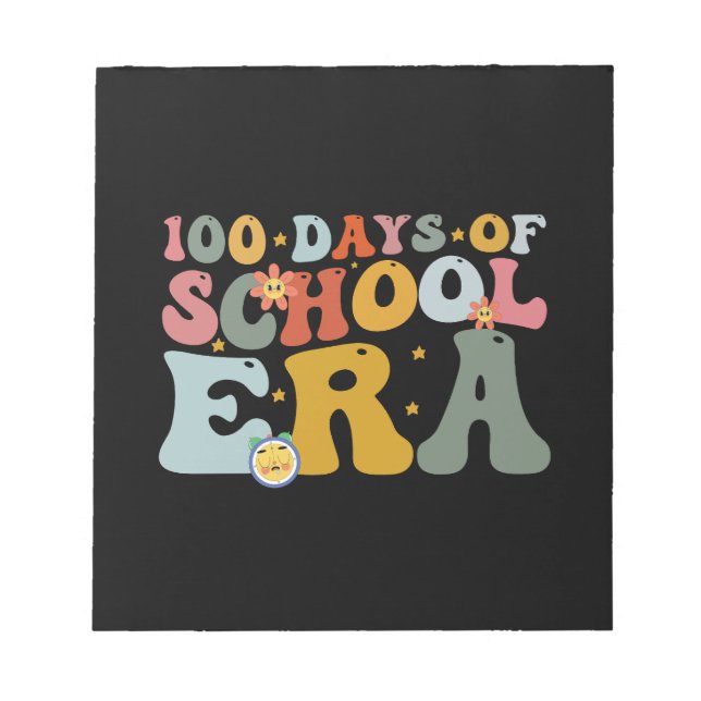  100 Days Of School Era Groovy Teacher Kids Notepad (Front)