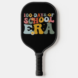  100 Days Of School Era Groovy Teacher Kids Pickleball Paddle