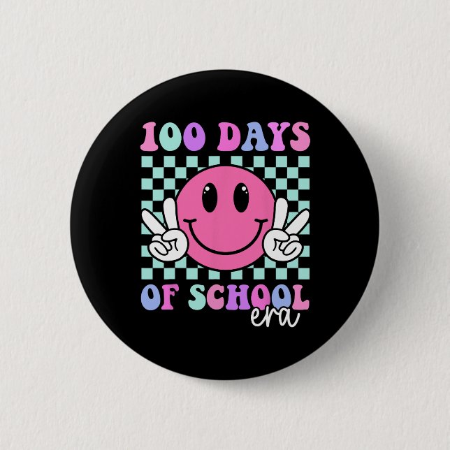 100 Days Of School Era Smile Teacher Boys Girls 10 6 Cm Round Badge (Front)