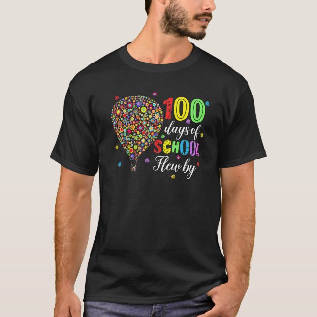 100 Days Of School Flew By Shirt Hot Air Balloon P (Front)