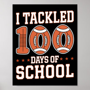 100 Days Of School Football Boys Kids Toddler 100t Poster