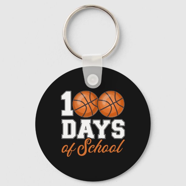 100 Days Of School For 100th Day Bysketbyll Studen Key Ring (Front)