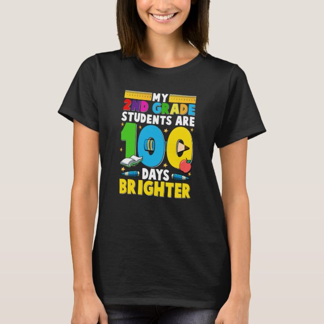 100 Days of School for 2nd Grade Teacher T-Shirt (Front)