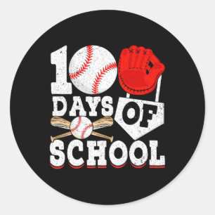 100 Days Of School For Boys Kids Baseball 100th Da Classic Round Sticker