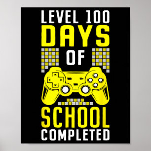 100 Days Of School For Boys Level Completed Gamer  Poster