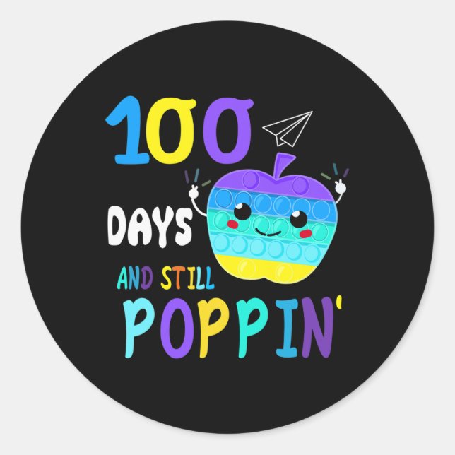 100 Days Of School For Fidget Popit Lovers Boys Gi Classic Round Sticker (Front)