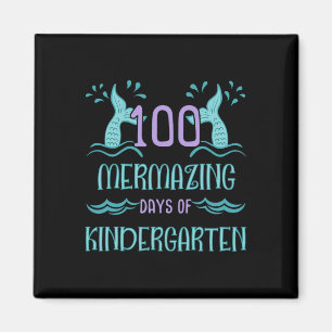 100 Days of School for Girls Mermaid Kindergarten Magnet
