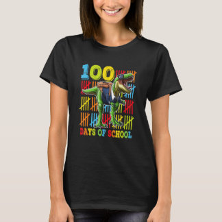 100 Days of School for Teacher Boy Girls Kids Dino T-Shirt