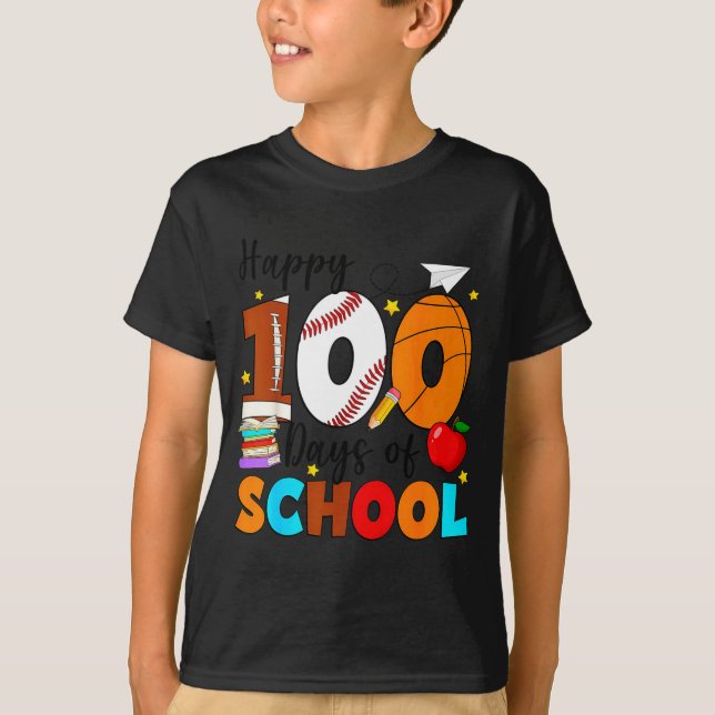 100 Days Of School For Teacher Kids Boys Girls 100 T-Shirt (Front)