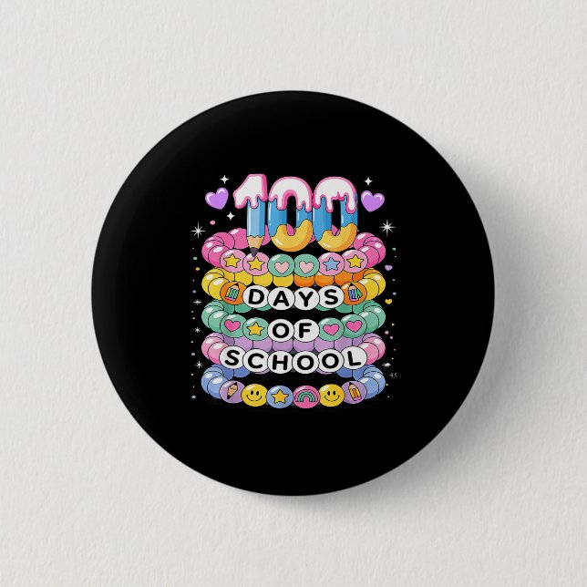 100 Days Of School Friendship Bracelets 100 Days S 6 Cm Round Badge (Front)