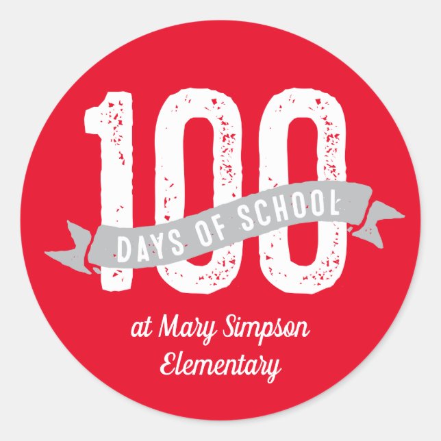 100 days of school fun customised classic round sticker (Front)