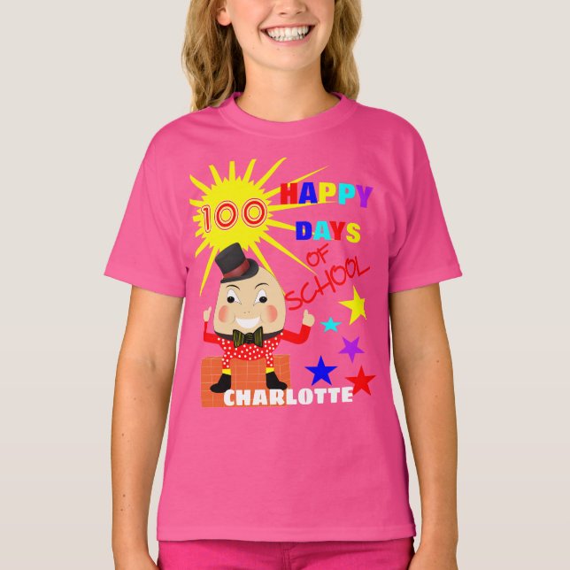 100 Days Of School Fun Humpty Dumpty Personalised T-Shirt (Front)