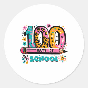 100 Days Of School Fun Kids Teacher  Classic Round Sticker