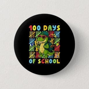 100 Days Of School Funny Dinosaur T-rex Boy Girl T 6 Cm Round Badge
