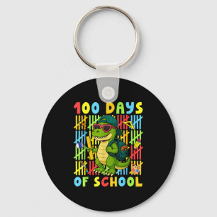 100 Days Of School Funny Dinosaur T-rex Boy Girl T Key Ring