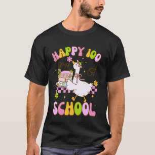 100 Days of School Funny Goose Duck for Kids Girls T-Shirt
