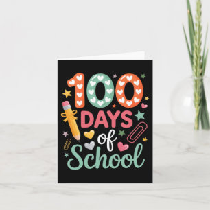 100 Days Of School Funny Retro Chequered Circle Card