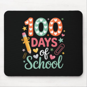100 Days Of School Funny Retro Chequered Circle Mouse Pad