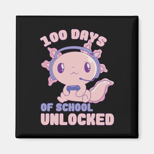 100 Days Of School Gamer Axolotl 100th Day Of Scho Magnet (Front)