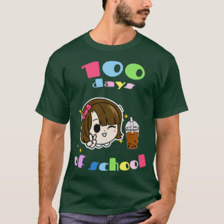 100 Days Of School girl bubble tea chocolate T-Shirt
