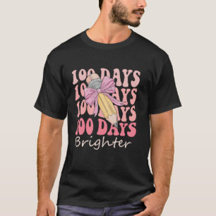 100 Days of School Girls Coquette Bow 100 Days Bri T-Shirt