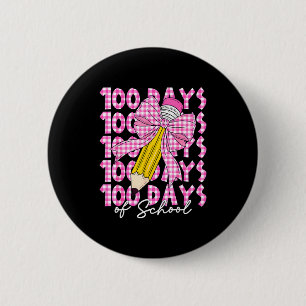 100 Days Of School Girls Coquette Bow 100th Day Of 6 Cm Round Badge